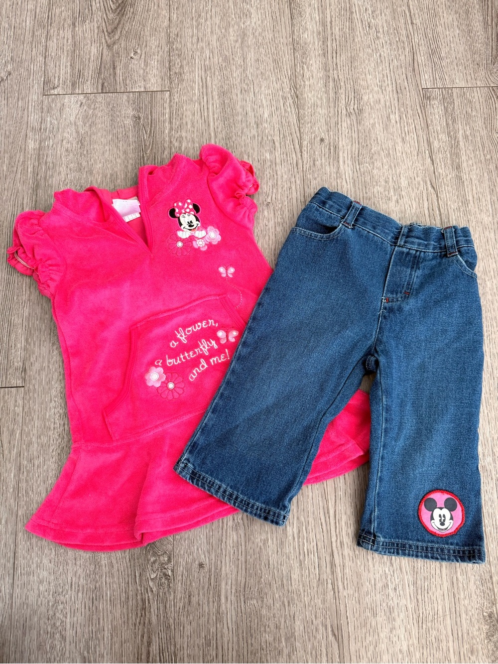 Disney girls Minnie Mouse dress & denim capris pants size 3-4t